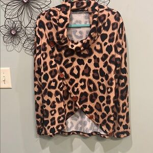 Leopard Print Sweater with Buttons